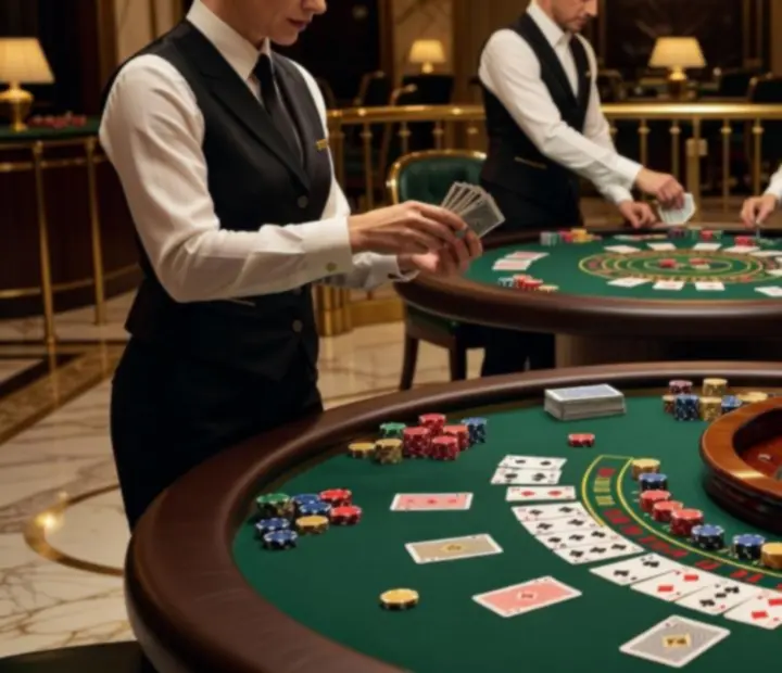 Luksusowe stoły kasynowe przygotowane na elegancki wieczór casino