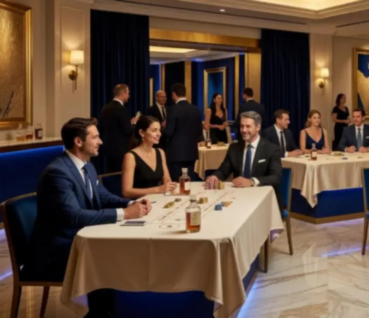 Nocna scenografia eventu biznesowego przygotowana przez 9 SIŁ ANNA PIEJA w eleganckim obiekcie korporacyjnym