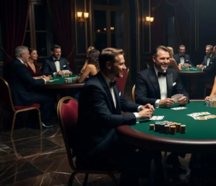 Elegancki stół pokerowy podczas wieczornego eventu w klimacie kasyna